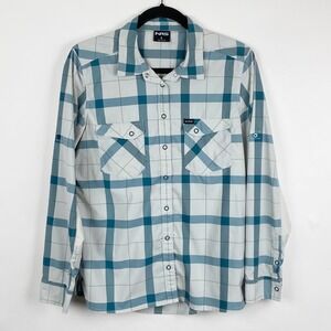 NRS Womens Plaid Long‎ Sleeve Button Up Guide Shirt UPF 50 Sun Protection Size L